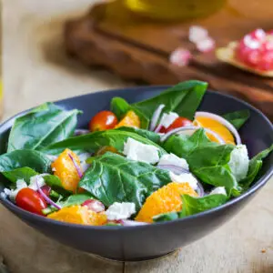 Spinach-Mango with Goat Cheese Salad